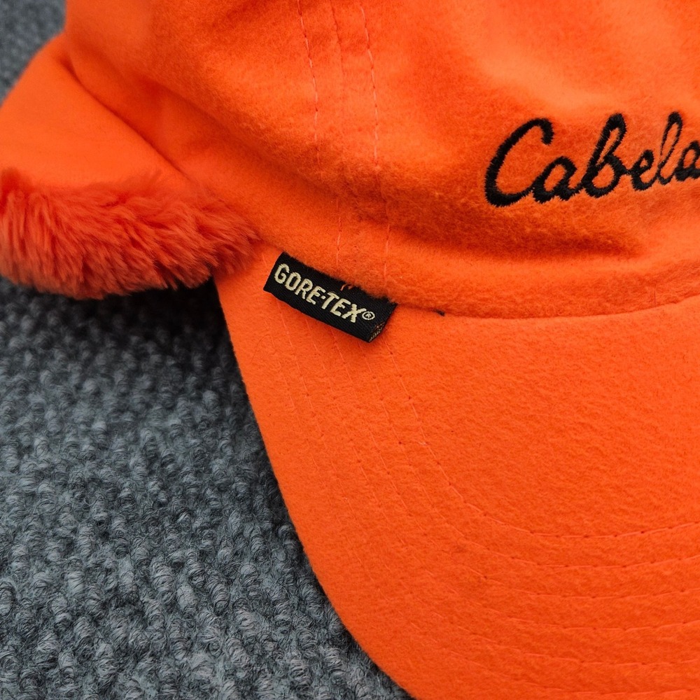 Vintage Cabela's Men's Large Orange Gore-Tex Thinsulate Trapper Hat Hunting Cap - Picture 3 of 9